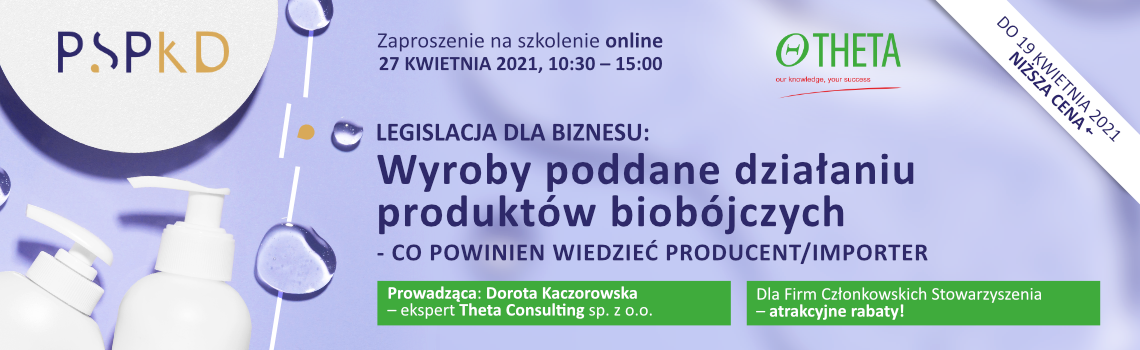 LEGISLACJA DLA BIZNESU: szkolenie online "„Wyroby poddane działaniu produktów biobójczych – co powinien wiedzieć producent/importer”